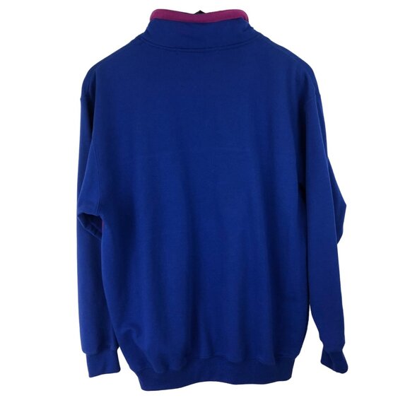 Blast Womens SIze M Blue/Purple 1/4 Zip Textured Embroidered Paisley Sweatshirt - Picture 2 of 13